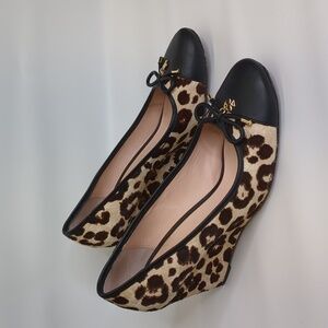Kate Spade Kacey Leopard Haircalf Print Wedge Women's 11 Shoes Cap Toe
